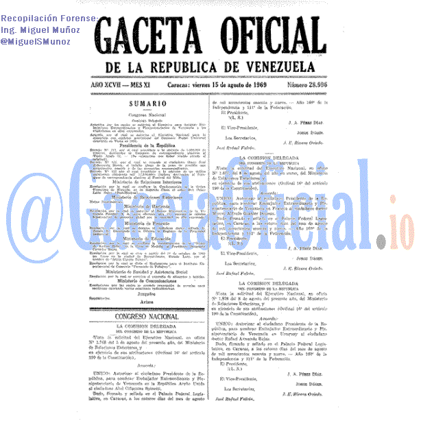Gaceta Oficial 28996 del 15 Agosto 1969