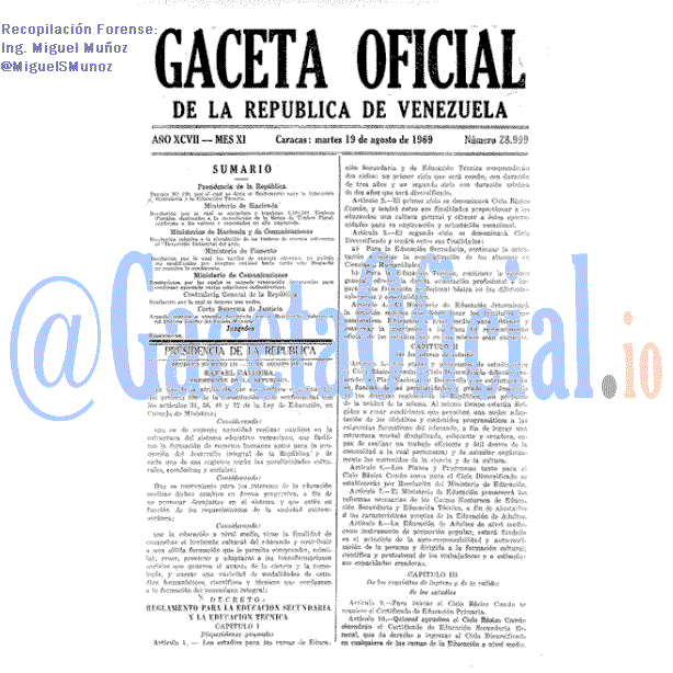 Gaceta Oficial 28999 del 19 Agosto 1969