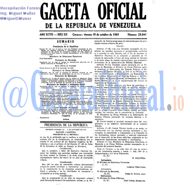 Gaceta Oficial 29044 del 10 Octubre 1969