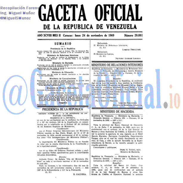 Gaceta Oficial 29081 del 24 Noviembre 1969