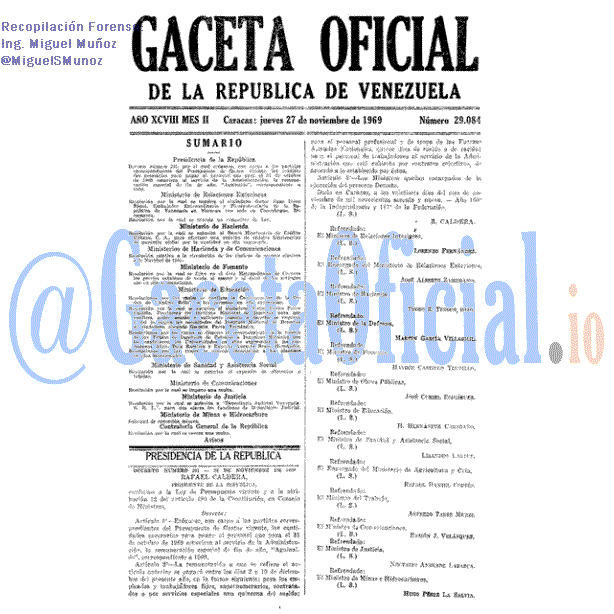 Gaceta Oficial 29084 del 27 Noviembre 1969