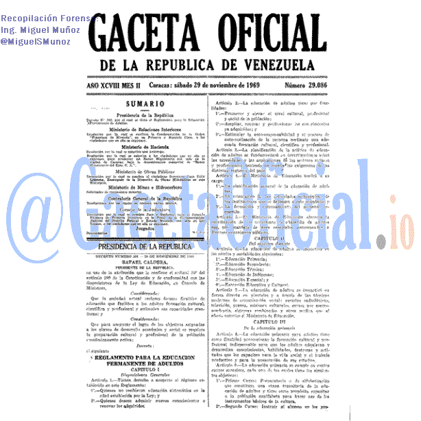 Gaceta Oficial 29086 del 29 Noviembre 1969