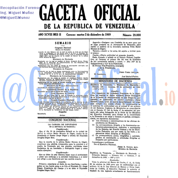Gaceta Oficial 29088 del 2 Diciembre 1969
