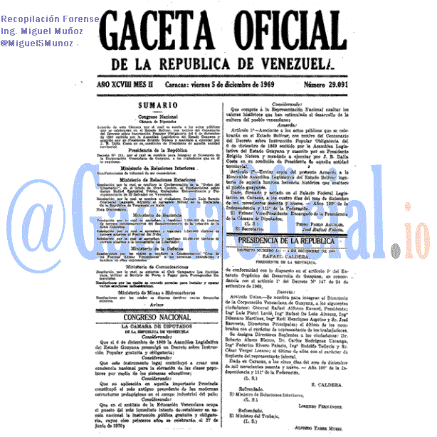 Gaceta Oficial 29091 del 5 Diciembre 1969