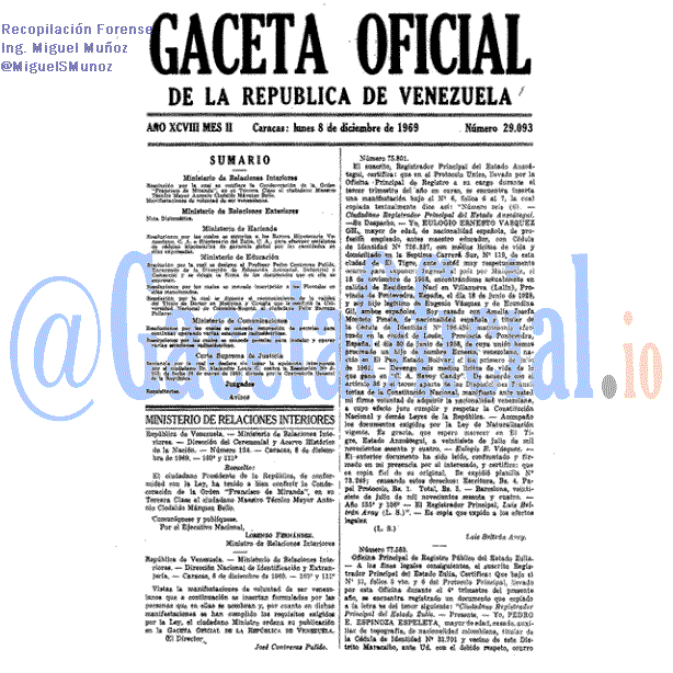 Gaceta Oficial 29093 del 8 Diciembre 1969