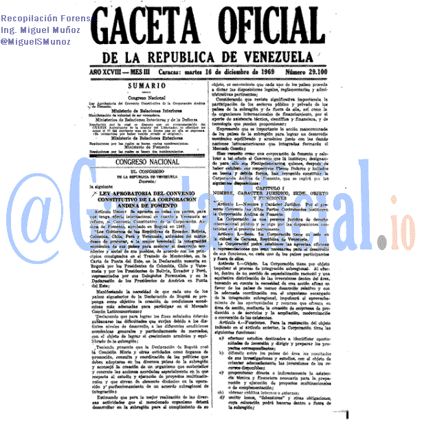 Gaceta Oficial 29100 del 16 Diciembre 1969