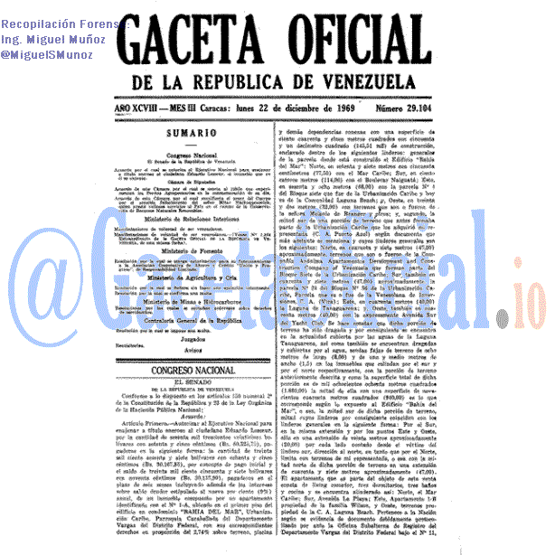 Gaceta Oficial 29104 del 22 Diciembre 1969