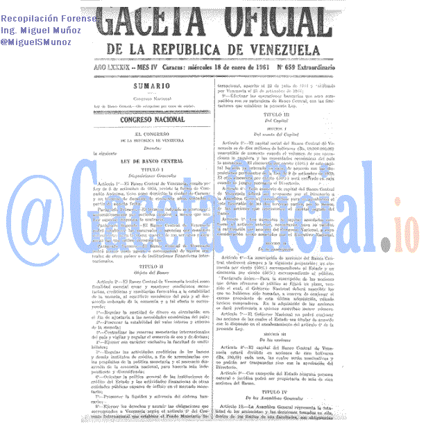 Gaceta Oficial 659 del 18 Enero 1961