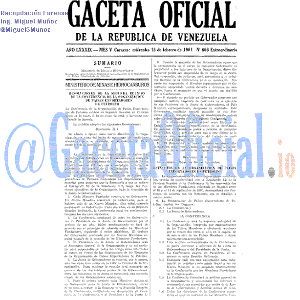 Gaceta Oficial 666 del 15 Febrero 1961