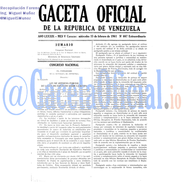 Gaceta Oficial 667 del 15 Febrero 1961