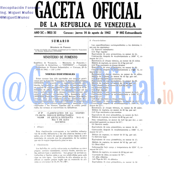 Gaceta Oficial 802 del 16 Agosto 1962