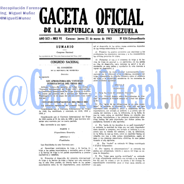 Gaceta Oficial 834 del 21 Marzo 1963
