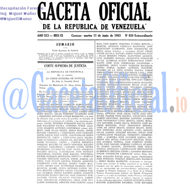 Gaceta Oficial 856 del 11 Junio 1963