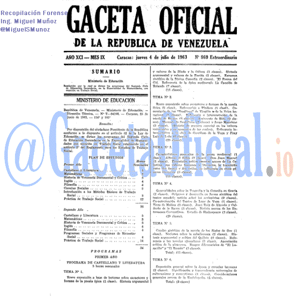 Gaceta Oficial 860 del 4 Julio 1963