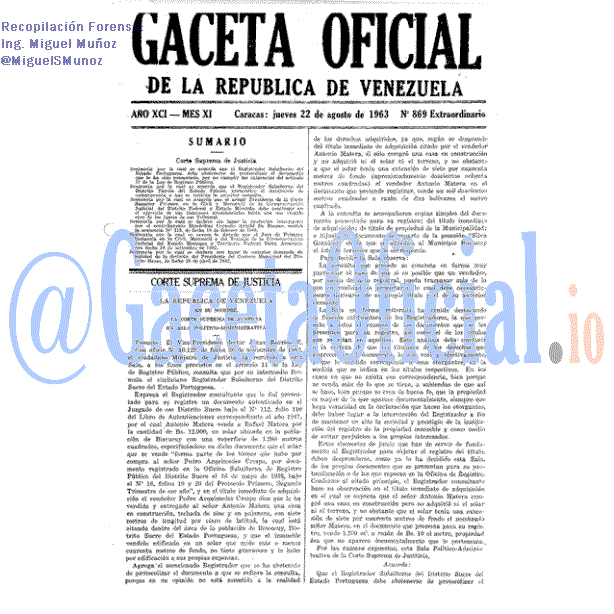 Gaceta Oficial 869 del 22 Agosto 1963