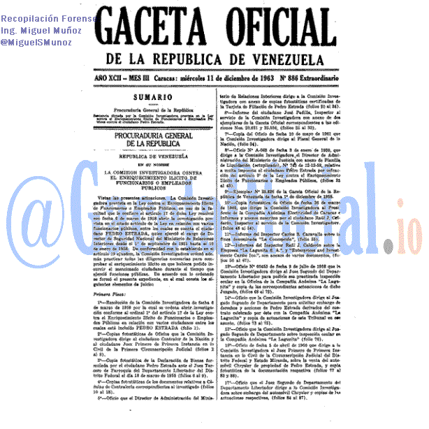 Gaceta Oficial 886 del 11 Diciembre 1963