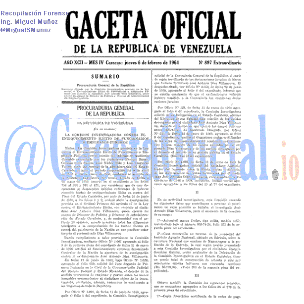 Gaceta Oficial 897 del 6 Febrero 1964