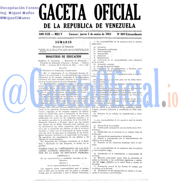 Gaceta Oficial 899 del 5 Marzo 1964