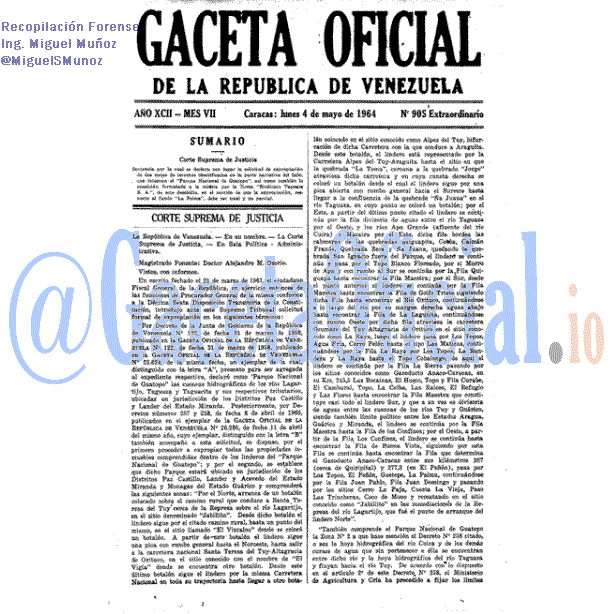Gaceta Oficial 905 del 4 Mayo 1964