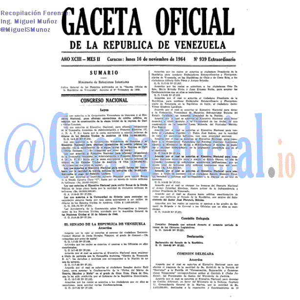 Gaceta Oficial 939 del 16 Noviembre 1964