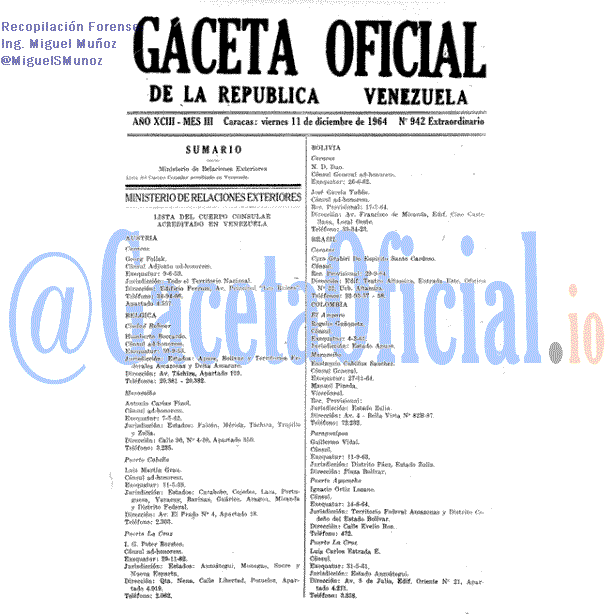 Gaceta Oficial 942 del 11 Diciembre 1964