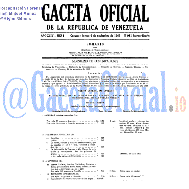 Gaceta Oficial 981 del 4 Noviembre 1965
