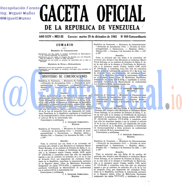 Gaceta Oficial 989 del 28 Diciembre 1965