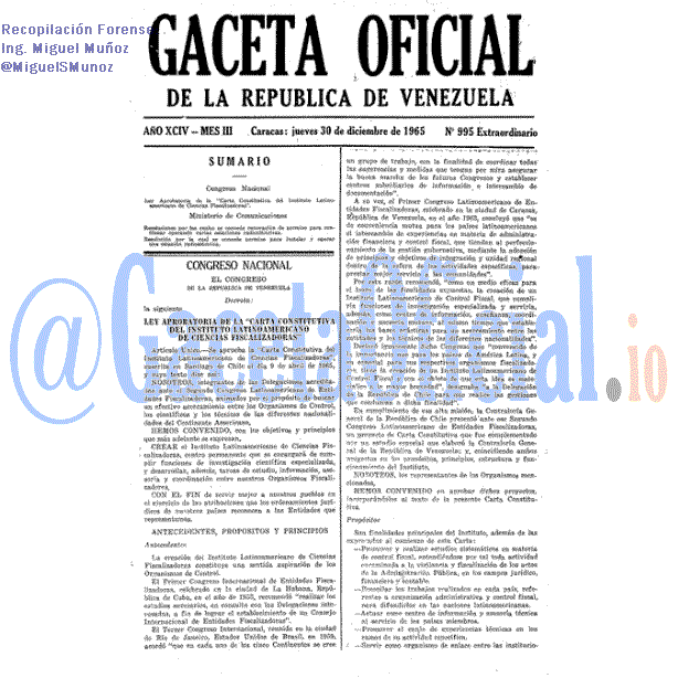Gaceta Oficial 995 del 30 Diciembre 1965