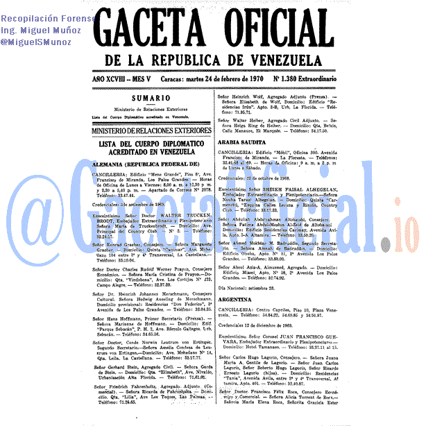 Gaceta Oficial 1380 del 24 Febrero 1970