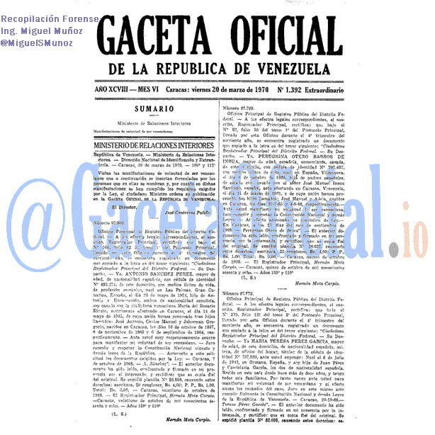 Gaceta Oficial 1392 del 20 Marzo 1970