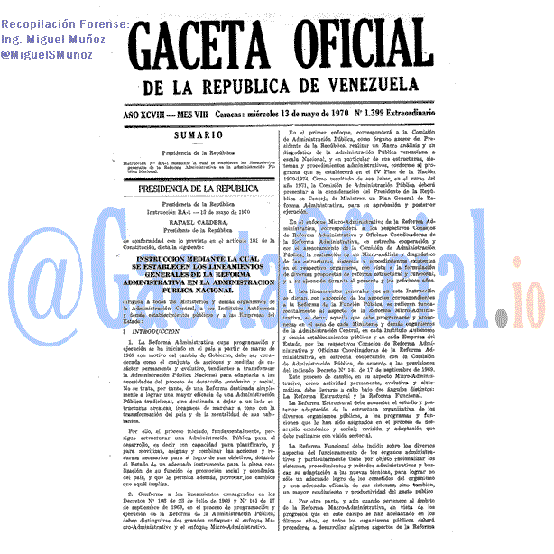 Gaceta Oficial 1399 del 13 Mayo 1970