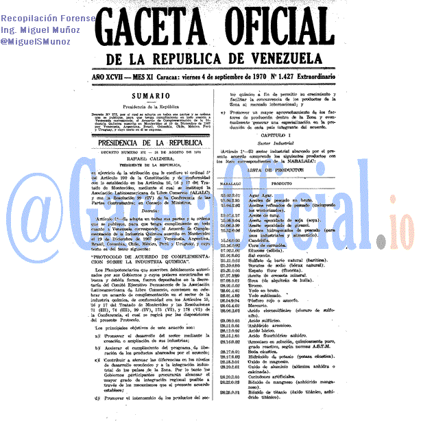 Gaceta Oficial 1427 del 4 Septiembre 1970