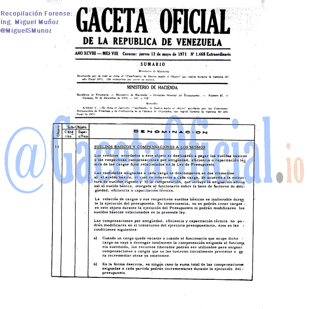 Gaceta Oficial 1468 del 13 Mayo 1971