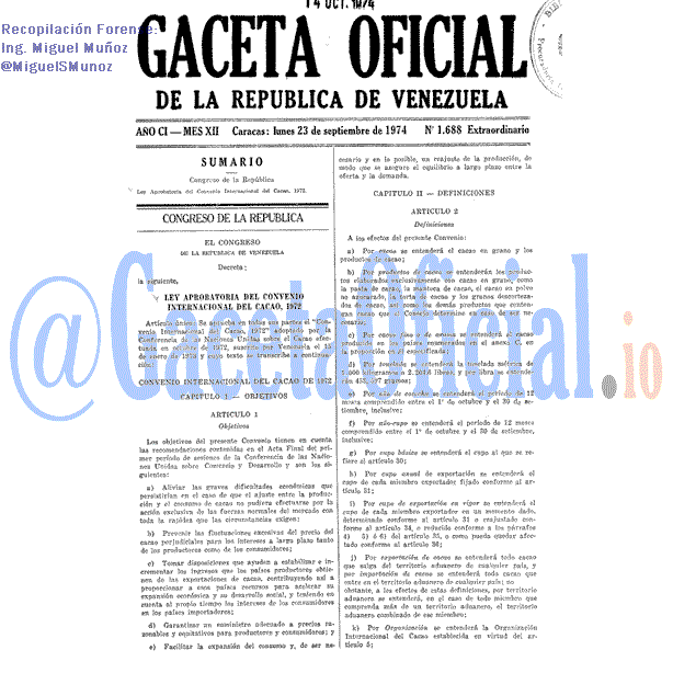 Gaceta Oficial 1688 del 23 Septiembre 1974