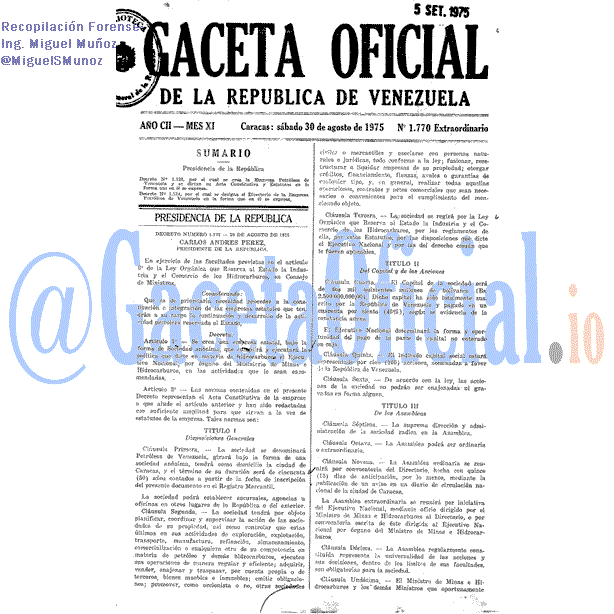 Gaceta Oficial 1770 del 30 Agosto 1975