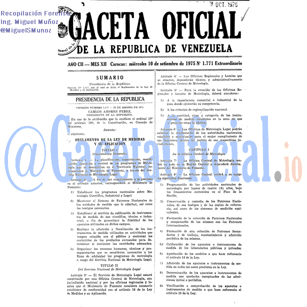 Gaceta Oficial 1771 del 10 Septiembre 1975