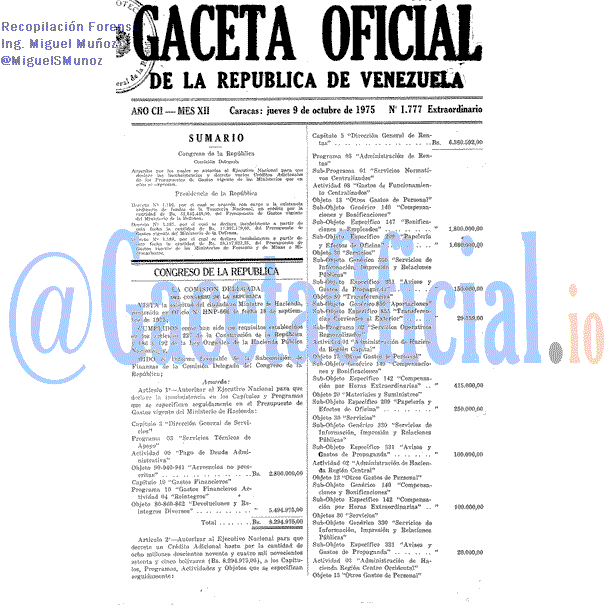 Gaceta Oficial 1777 del 9 Octubre 1975