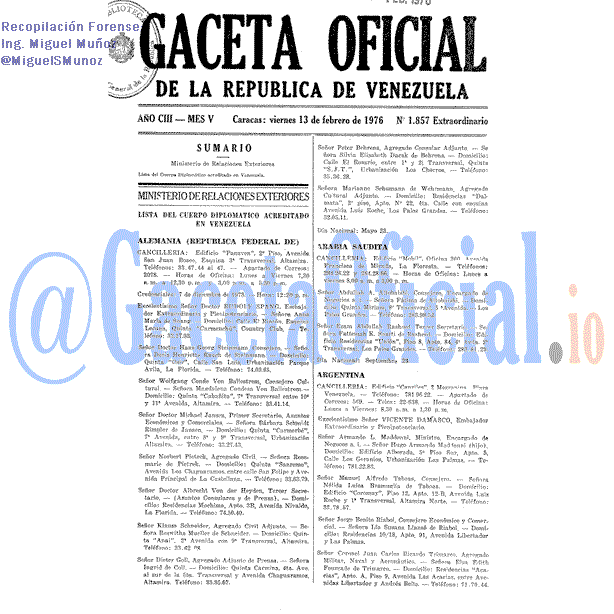 Gaceta Oficial 1857 del 13 Febrero 1976