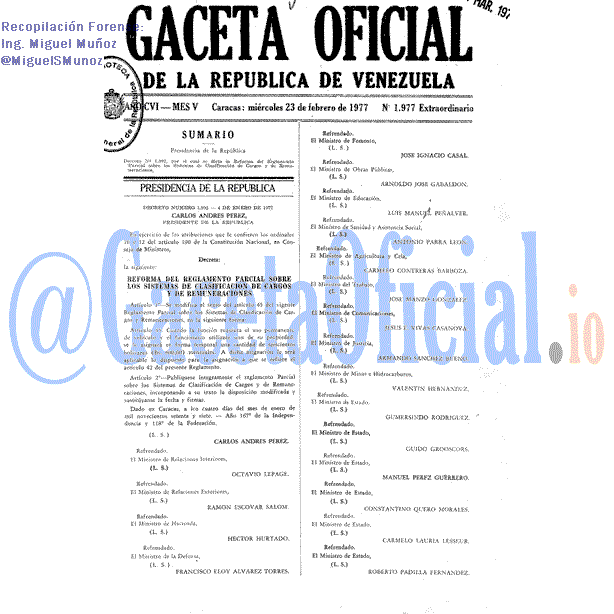 Gaceta Oficial 1977 del 23 Febrero 1977