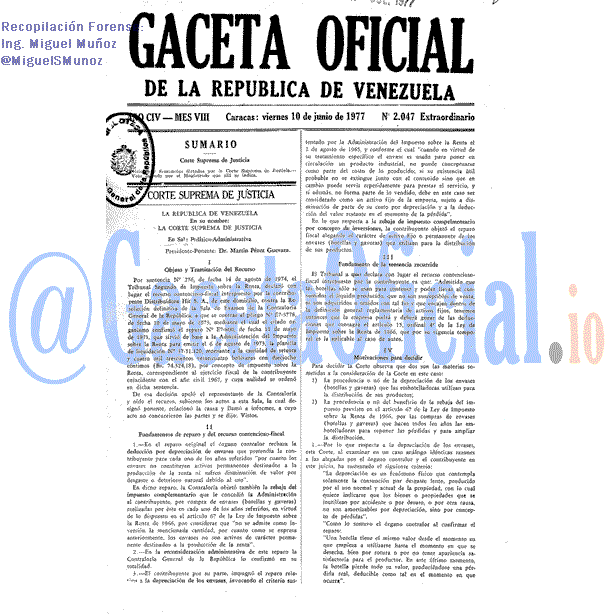 Gaceta Oficial 2047 del 10 Junio 1977