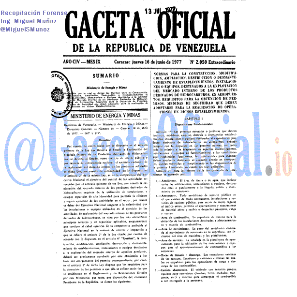 Gaceta Oficial 2050 del 16 Junio 1977