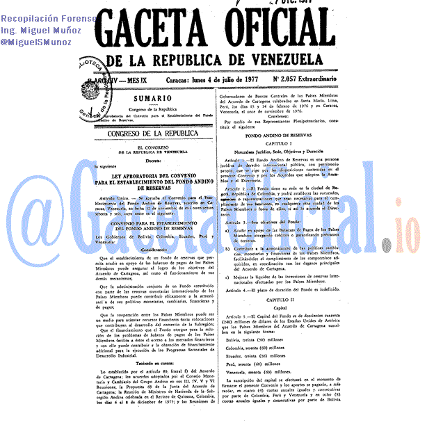 Gaceta Oficial 2057 del 4 Julio 1977