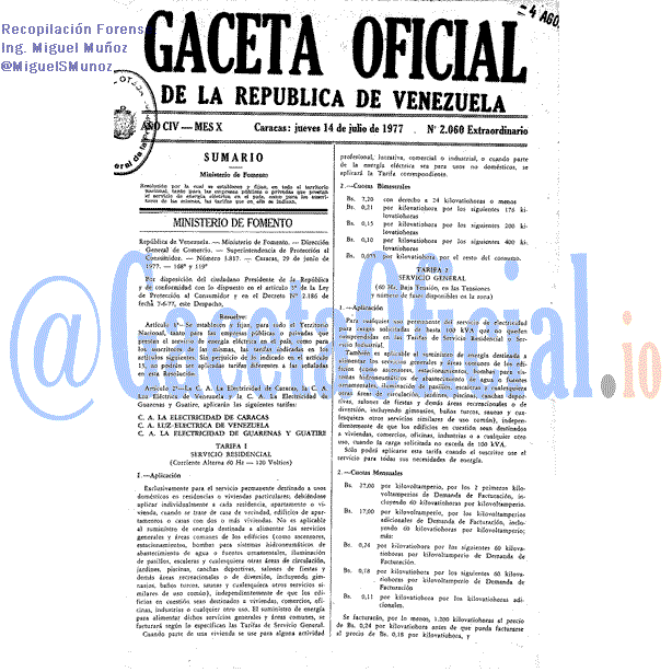 Gaceta Oficial 2060 del 14 Julio 1977