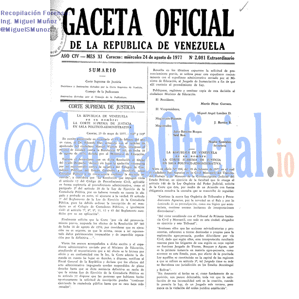 Gaceta Oficial 2081 del 24 Agosto 1977