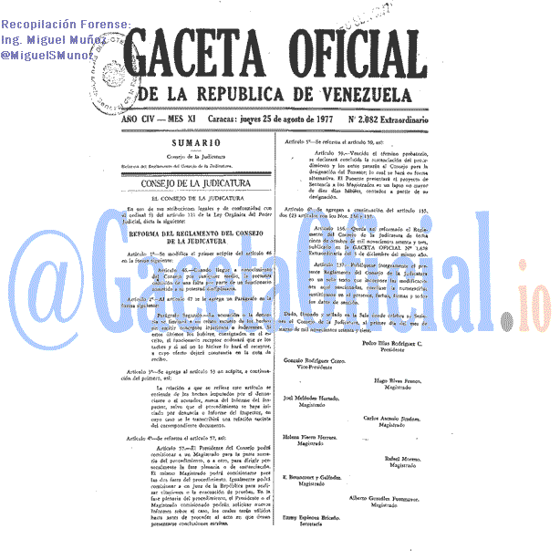 Gaceta Oficial 2082 del 25 Agosto 1977