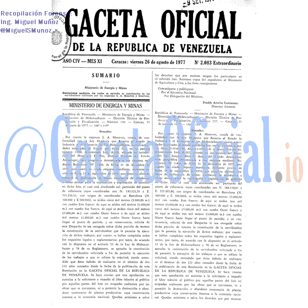 Gaceta Oficial 2083 del 26 Agosto 1977