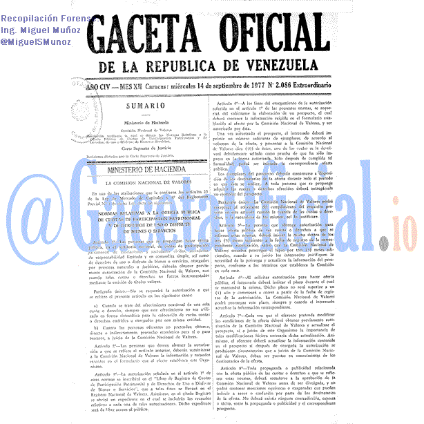 Gaceta Oficial 2086 del 14 Septiembre 1977