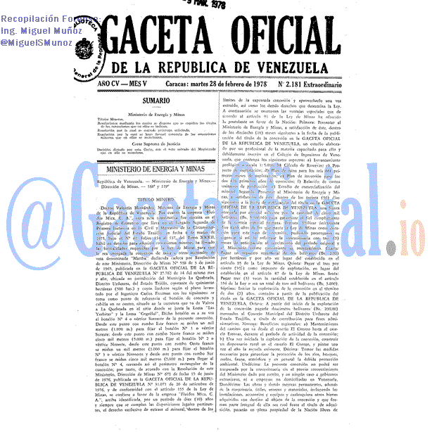 Gaceta Oficial 2181 del 28 Febrero 1978