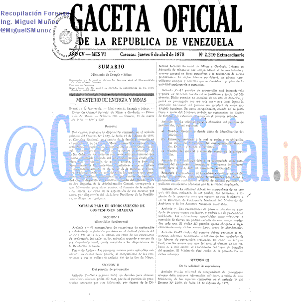 Gaceta Oficial 2210 del 6 Abril 1978