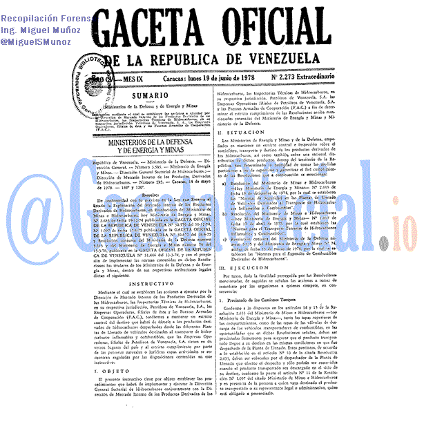 Gaceta Oficial 2273 del 19 Junio 1978